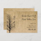 Burlap en Birch Posh Bruiloft Save the Date (Voorkant / Achterkant)