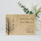 Burlap en Birch Posh Bruiloft Save the Date (Staand voorkant)