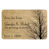 Burlap en Birch Posh Bruiloft Save the Date Magneet (Horizontaal)