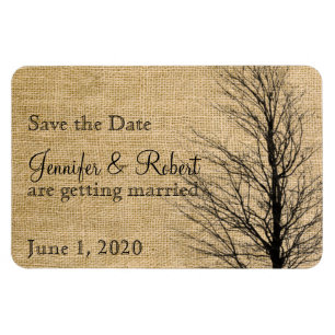 Burlap en Birch Posh Bruiloft Save the Date Magneet