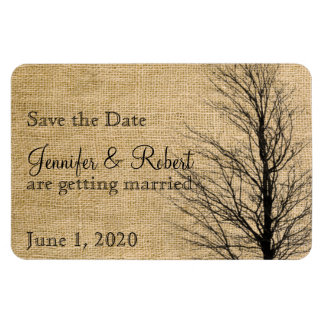 Burlap en Birch Posh Bruiloft Save the Date Magneet