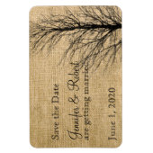 Burlap en Birch Posh Bruiloft Save the Date Magneet (Verticaal)