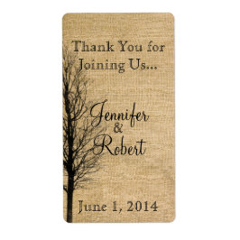 Burlap en Birch Posh Bruiloft Wijn Label