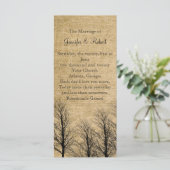 Burlap en Birch Posh trouwprogramma Programmakaart (Staand voorkant)