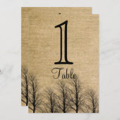 Burlap en Birch Posh Trouwtafel Nummer Kaart (Voorkant / Achterkant)