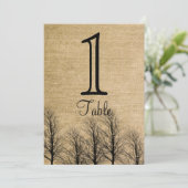 Burlap en Birch Posh Trouwtafel Nummer Kaart (Staand voorkant)