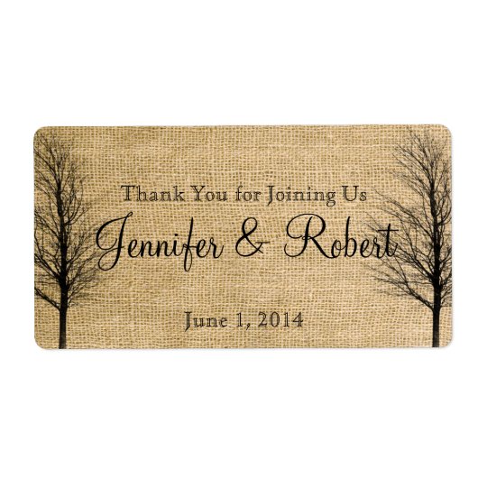 Burlap en Birch Posh Water Flesje Label (Voorkant)