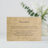 Burlap en Birch Posh Wedding Insert Informatiekaartje (Staand voorkant)