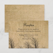 Burlap en Birch Posh Wedding Reception Kaart (Voorkant / Achterkant)