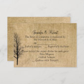 Burlap en Birch Posh Wedding Response Kaart (Voorkant / Achterkant)