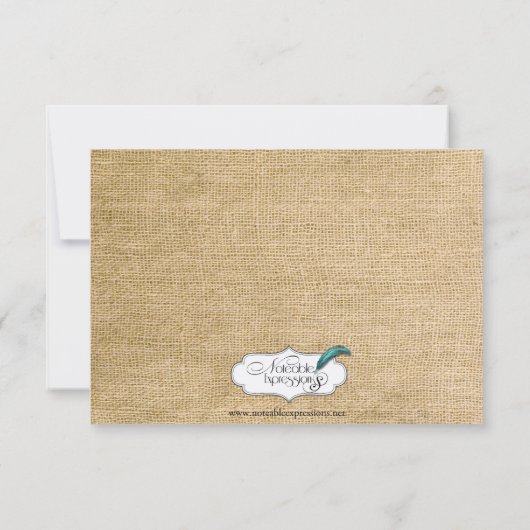 Burlap en Birch Posh Wedding Response Kaart (Achterkant)