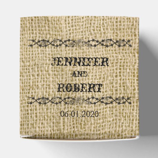 Burlap en Birch Wedding Favor Box Bedankdoosjes (Bovenkant)