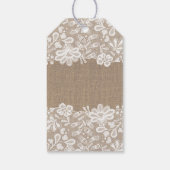 Burlap en  Bloemen Kant Bruiloft Cadeaulabel (Achterkant)