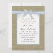 Burlap en Blue Bow Country Wedding Kaart (Voorkant)