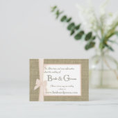 Burlap en Blush Bow Wedding Web Info Informatiekaartje (Staand voorkant)