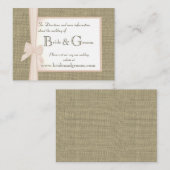 Burlap en Blush Bow Wedding Web Info Informatiekaartje (Voorkant / Achterkant)