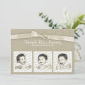Burlap en boog doop met foto's kaart (Staand voorkant)