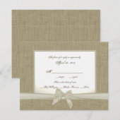 Burlap en boog rustieke bruiloft RSVP Kaartje (Voorkant / Achterkant)