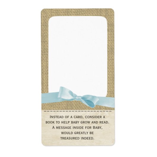 Burlap en Bow Baby Blue Boek Labels (Voorkant)