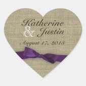 Burlap en Bow Heart Hart Sticker (Voorkant)