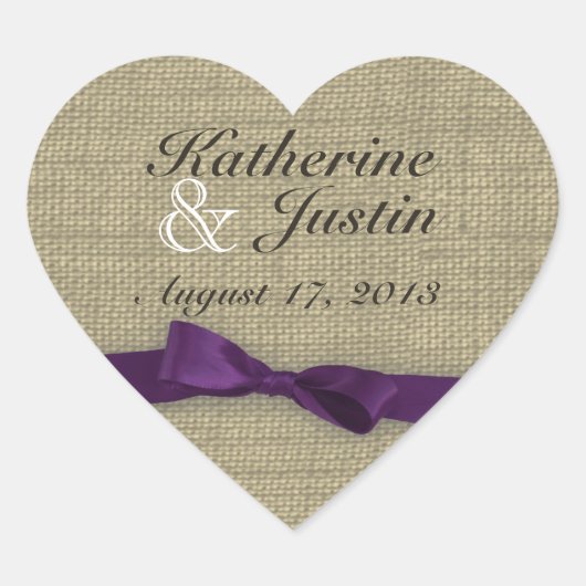 Burlap en Bow Heart Hart Sticker (Voorkant)