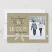Burlap en Bow Rustic Country Save the Date (Voorkant)