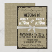 Burlap en Bow Rustic Wedding Kaart (Voorkant / Achterkant)