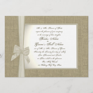 Burlap en Bow Rustic Wedding Kaart