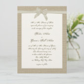 Burlap en Bow Rustic Wedding Kaart (Staand voorkant)