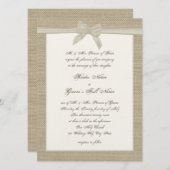 Burlap en Bow Rustic Wedding Kaart (Voorkant / Achterkant)