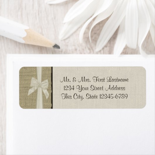 Burlap en Bow rustiek Land Etiket (Insitu)