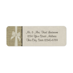 Burlap en Bow rustiek Land Etiket