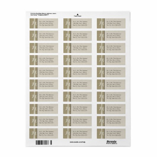 Burlap en Bow rustiek Land Etiket (Full Sheet)