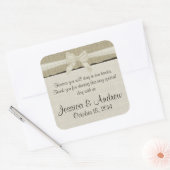 Burlap en Bow rustiek Land Vierkante Sticker (Envelop)