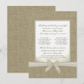 Burlap en Bow rustieke bruiloft accommodaties Informatiekaartje (Voorkant / Achterkant)