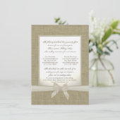 Burlap en Bow rustieke bruiloft accommodaties Informatiekaartje (Staand voorkant)
