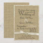 Burlap en Bow rustieke Wedding Lite Kaart (Voorkant / Achterkant)