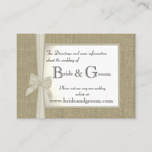 Burlap en Bow Wedding Web Info Informatiekaartje