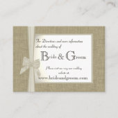 Burlap en Bow Wedding Web Info Informatiekaartje (Voorkant)