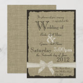 Burlap en Bows 5x7 Rustic Wedding Kaart (Voorkant / Achterkant)