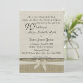 Burlap en Bows Rustic Country Wedding Kaart (Staand voorkant)