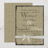 Burlap en Bows Rustic Wedding Kaart (Voorkant / Achterkant)