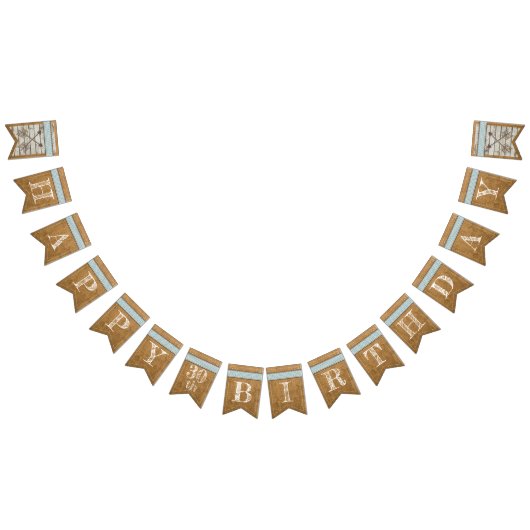 Burlap en Chevron Happy Birthday Bunting Banner (Alle)