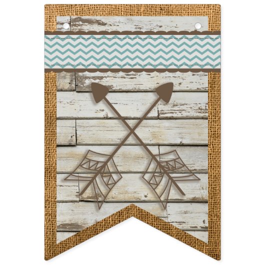 Burlap en Chevron Happy Birthday Bunting Banner (Eerste vlag)