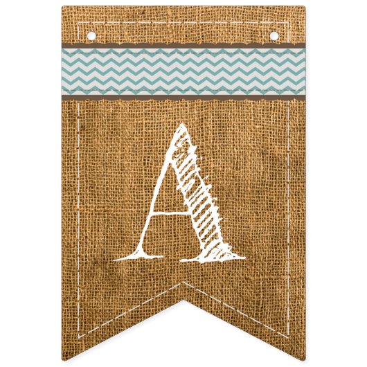 Burlap en Chevron Happy Birthday Bunting Banner (Derde vlag)