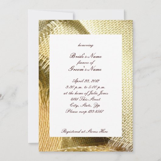 Burlap en Daisy Country Bridal Shower Invitation Kaart (Voorkant)