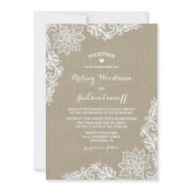 Burlap en Floral Lace bruiloft uitnodigingen
