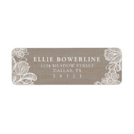 Burlap en Kant Adresetiketten Etiket