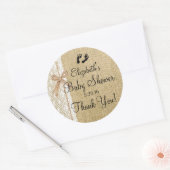 Burlap en Kant Afbeelding Baby shower-Favor Ronde Sticker (Envelop)