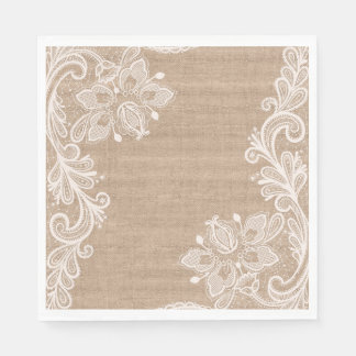 Burlap en kant bloemenpapier servet